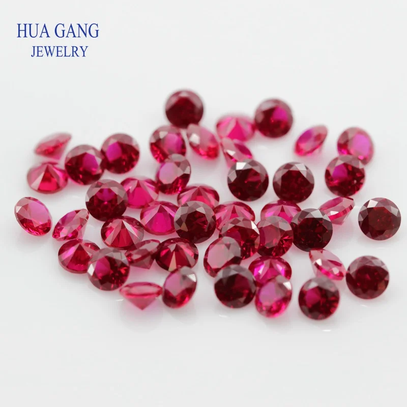 8# Ruby Synthetic Corundum Gems Stone 0.8-12mm Round Brilliant Cut Synthetic Corundum Red Stone Gems For Jewelry