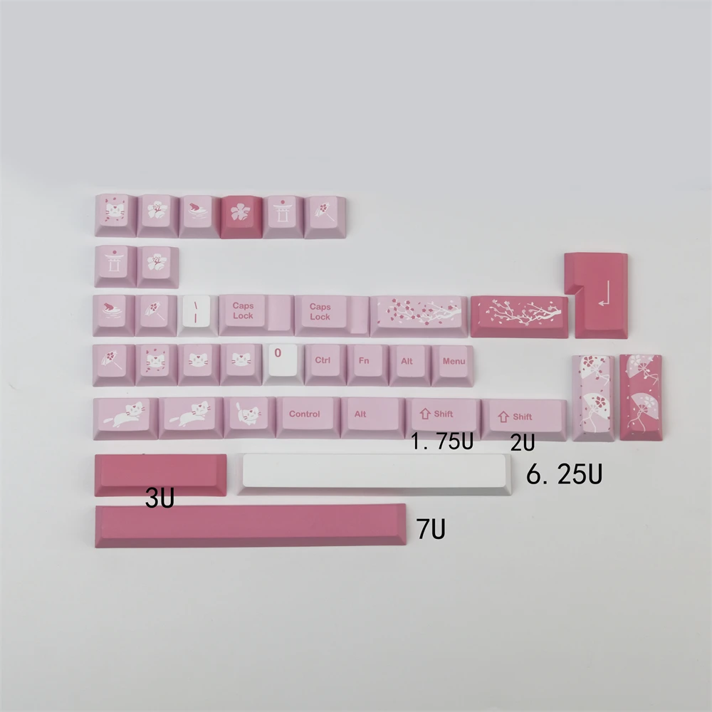 GMK Sakura Cat Keycaps 140 Keys Cherry Profile DYE-Sublimation GMK Keycaps For Mechanical Keyboard Ansi 60% 80% 100% Layout