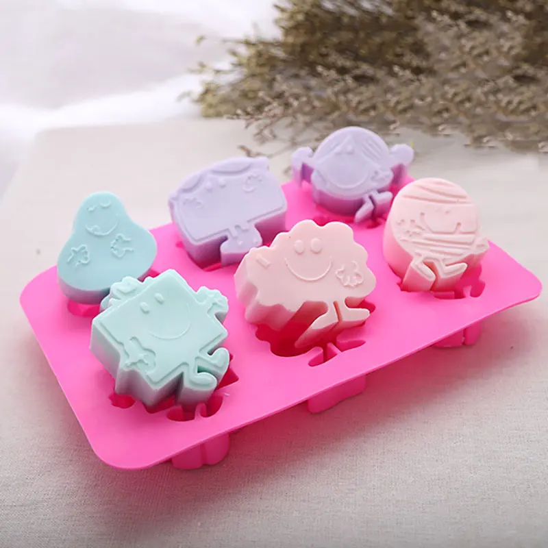6 Cavity Cartoon Animal SoapSilicone Mold Chocolate Cake Decoration Mold DIY Fondant Biscuit Creative Baking Accessories
