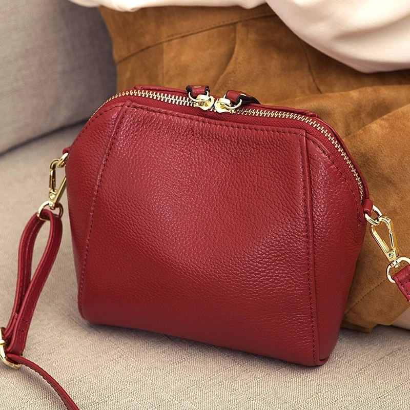 Genuine Leather Small Crossbody Bags for Women Luxury Handbag Fashion Ladies Shoulder Bag Female Party Purse Shell Bags