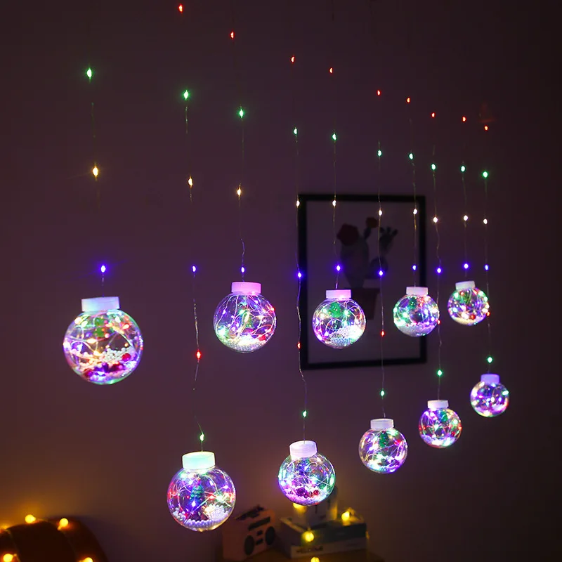 Cortina de luz LED para decoración del hogar, Bola de luz de Papá Noel, Navidad, Año Nuevo, 2022