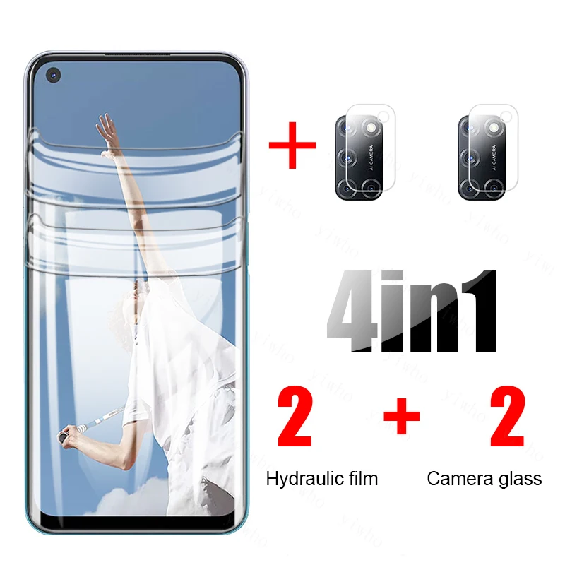 Para Oppo A53 película de hidrogel para Oppo A52 Protector de pantalla de vidrio y lente de cámara Glas OppoA53 A 53 72 A72 A92 película protectora