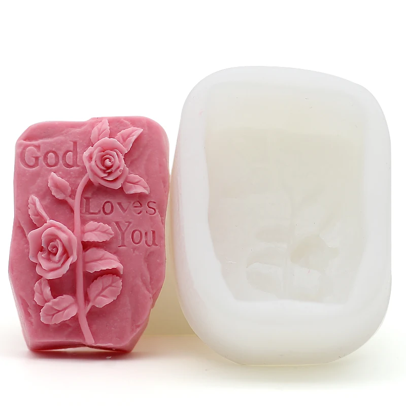 

PRZY Rose Flower Mold Silicone Handmade Soap Making God Loves You Molds Chocolate Candle Candy Mold Cake Clay Resin Moulds