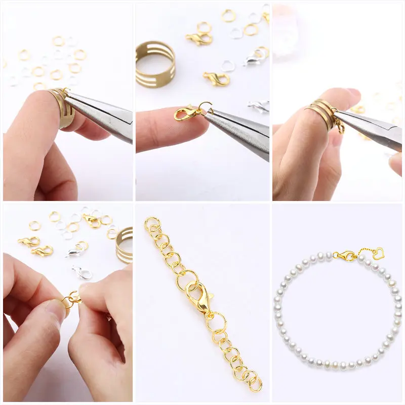 Jewelry Findings Set open jump rings Loose spacer beads Earring hooks Rubber Earring Backs for Jewelry Making DIY handicraft