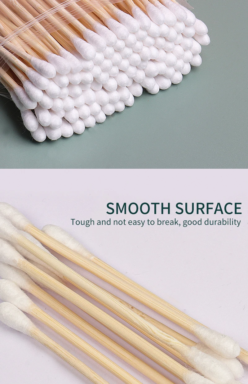 100 stücke Doppel Kopf Baumwolle Tupfer Holz Sticks Baumwolle Tupfer Microbrush Einweg Baumwolle Knospen Für Schönheit Make-Up Nase Ohren Reinigung – Detail 4