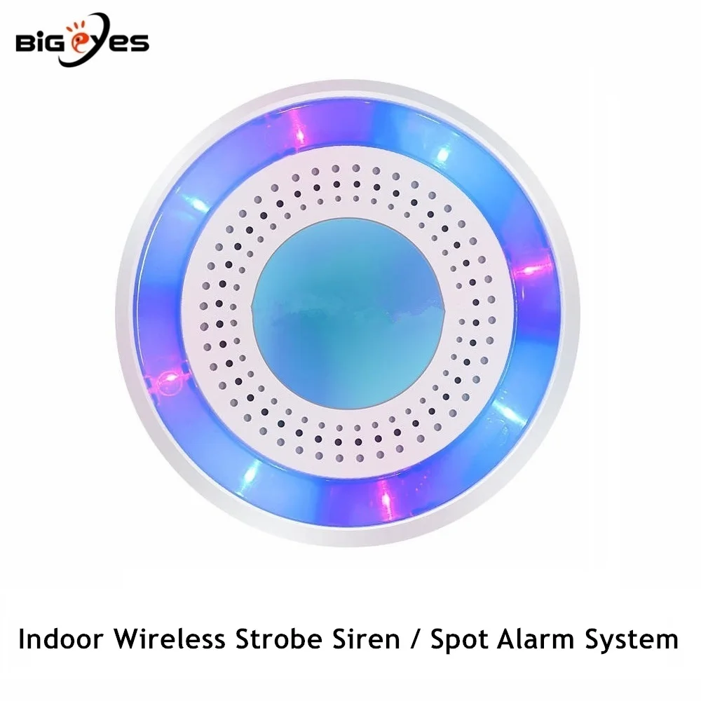 PGST 433MHz Indoor Wireless Siren with Strobe Light Wireless Spot Alarm System for Intruder Alarm System 110dB Wireless Horn