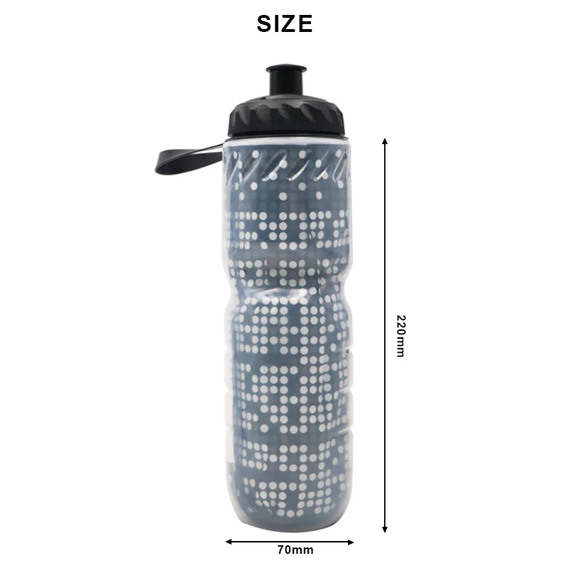 Dupla camada térmica bicicleta garrafa de água, equipamento de equitação ao ar livre, manter quente e frio, portátil, MTB, bicicleta de estrada,