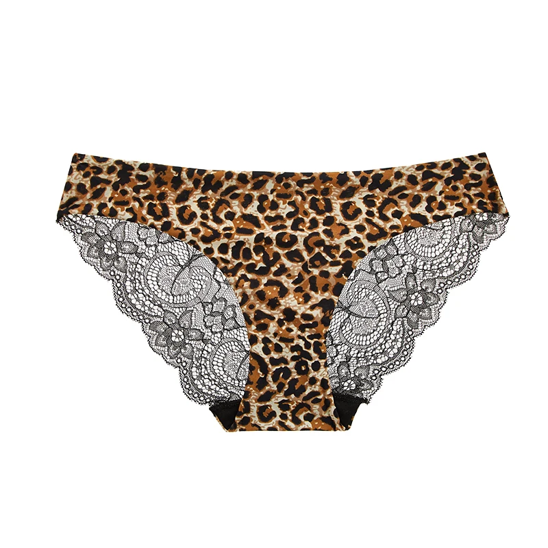 BANNIROU 1Pcs Leopard Print Panties For Woman Sexy Lace Female Low-Rise Briefs Women\'s Underwear