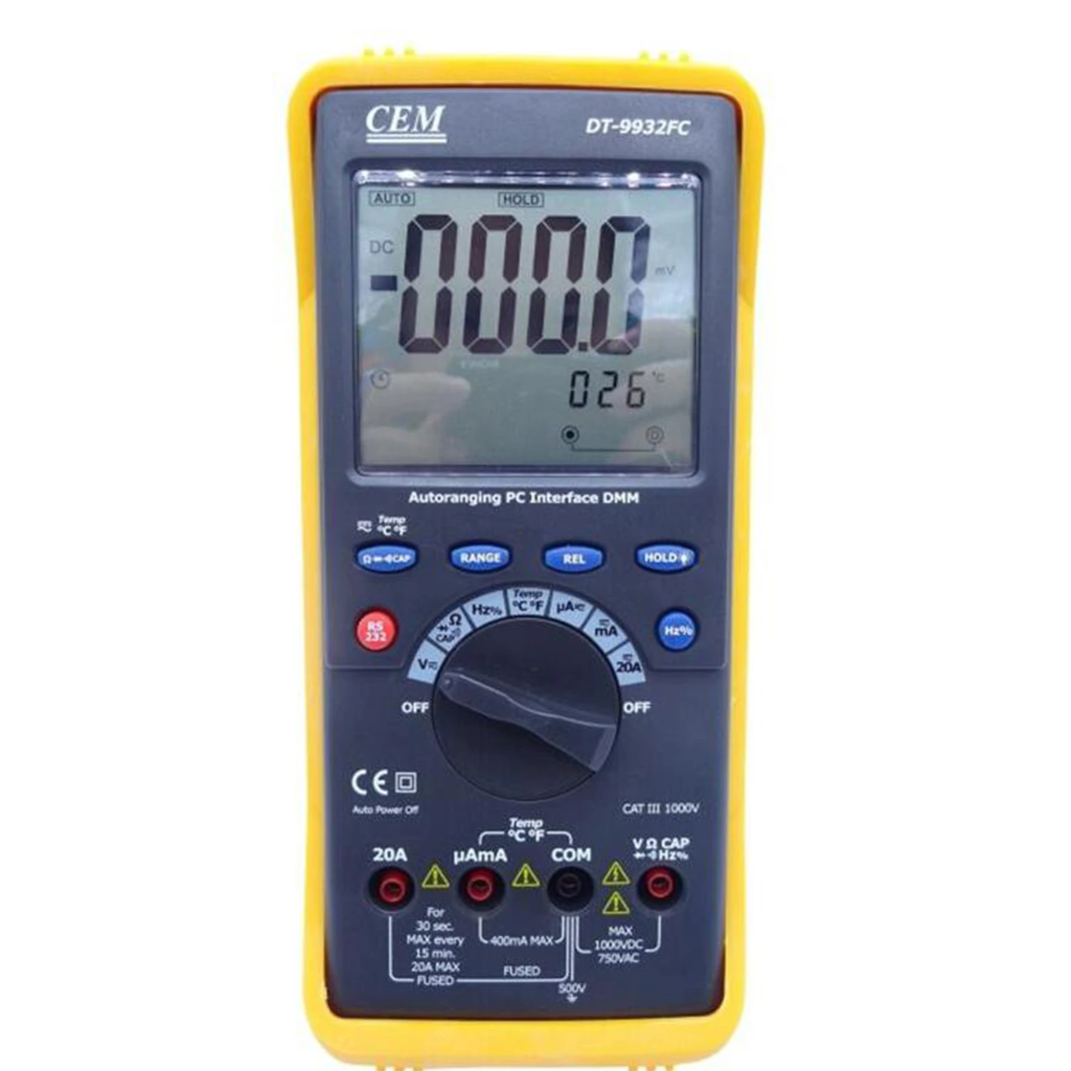 CEM DT-9932FC High-Precision Handheld Automatic Digital Multimeter Anti-burnt Resistance Capacitance Frequency Duty Cycle.