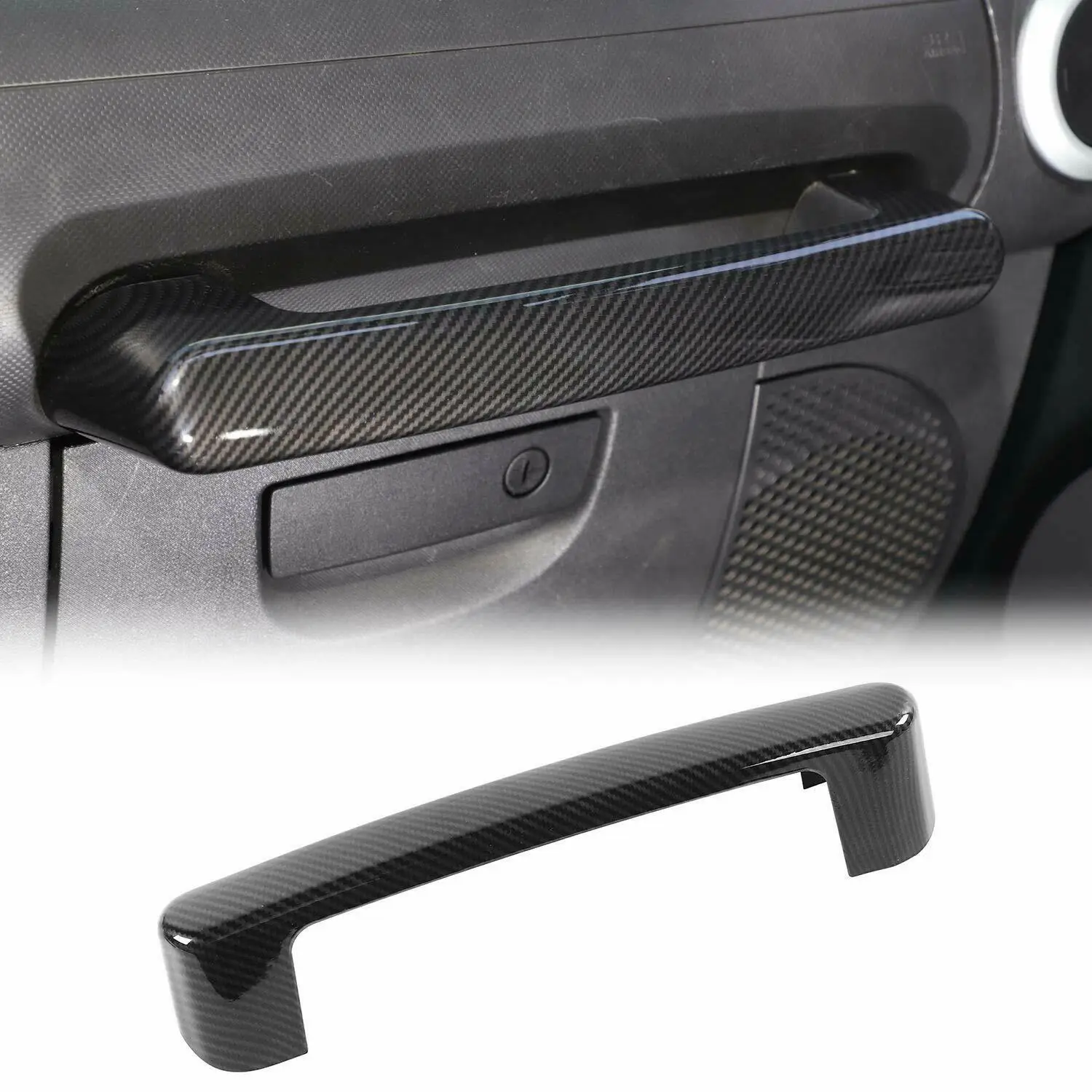 Car Co-pilot Armrest Copilot Grab Bar Carbon Fiber Handle Cover Trim Decoration For Jeep Wrangler JK 2007 2008 2009 2010