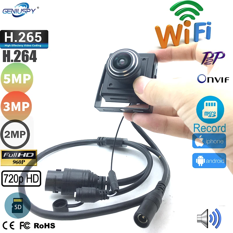 HD 5MP Sony IMX335 2MP 4MP Mini WiFi IP Wireless Network IP Wifi Camera Micro TF Card Slot Audio Video Surveillance Camhi pro