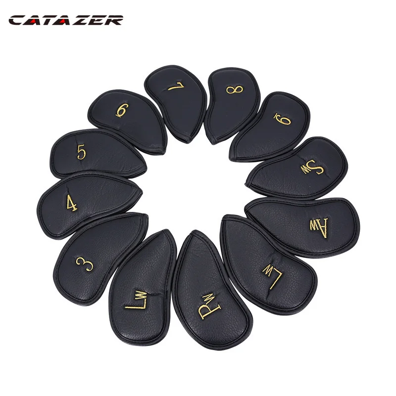 

Golf Club Headcovers Iron Cover 12Pcs Black Simple Durable Diving Material Golf Iron Head Covers