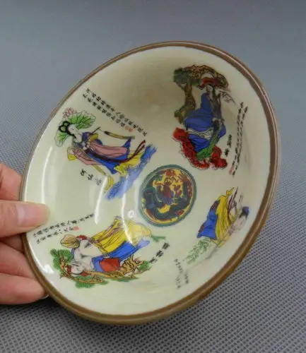 Delicate Chinese Handwork Porcelain Bowl Ancient 8 Immortal Design Unique Square Shape Home Decor Kitchenware QS1