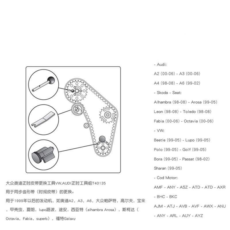Crankshaft Engine Belt Timing Lock Tool Kit T10050 T10008 T20102 For VW AUDI