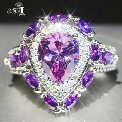 YaYI Jewelry Fashion  Princess Cut 12CT Purple Zircon Silver Color Engagement Rings wedding Lover Rings Party Rings 1133