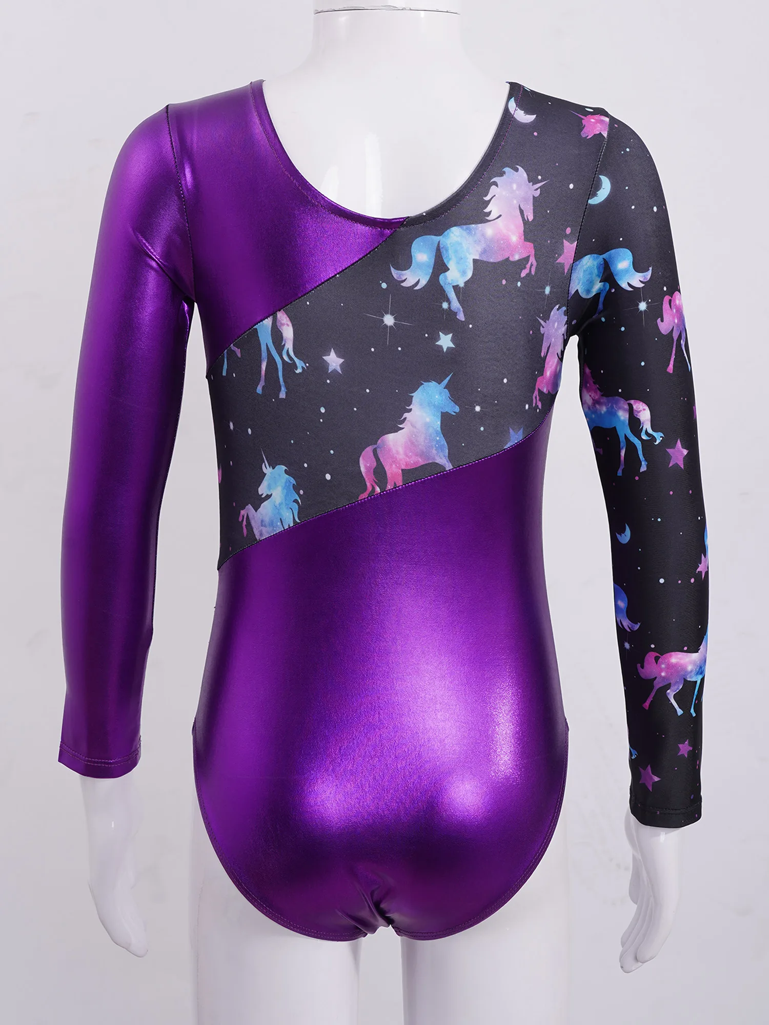 Kinder Mädchen Gymnastic Ballett Tanzen Trikot Eiskunstlauf Kostüm Langarm Shiny Strass Trikot Overall für Leistung