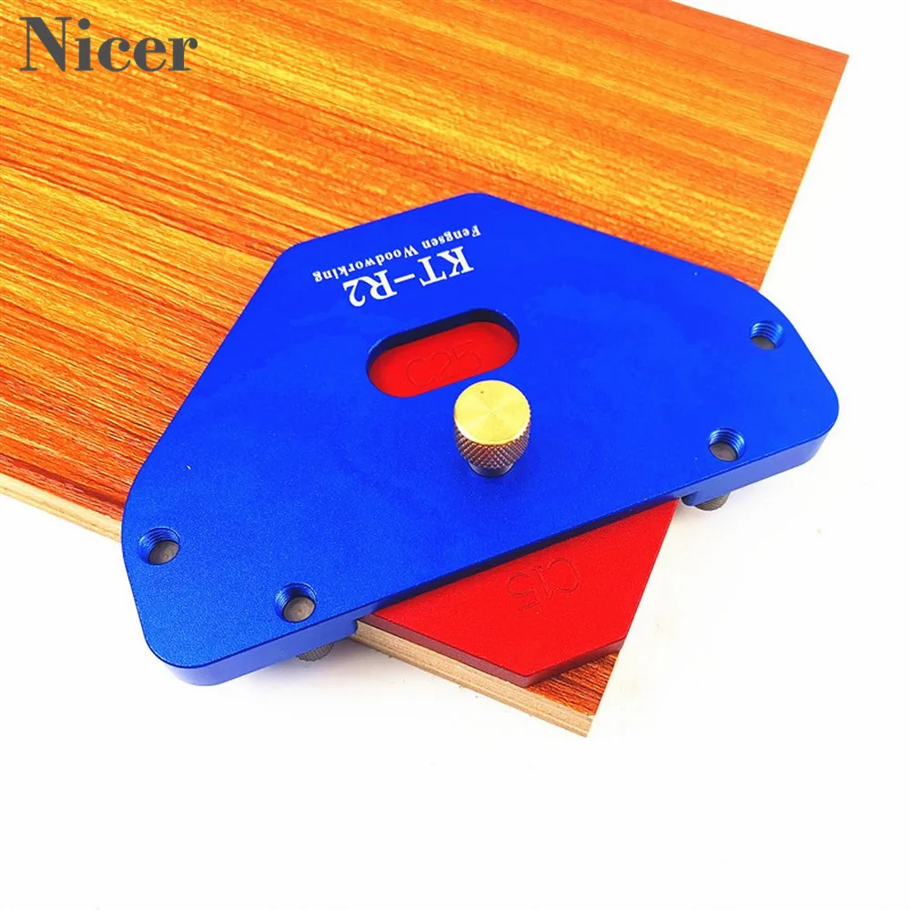 KT-R2 Woodworking Circular ARC Positioning Template R Angle Circular Template Semi-Round Corner Aluminum Alloy Red Wood Tools
