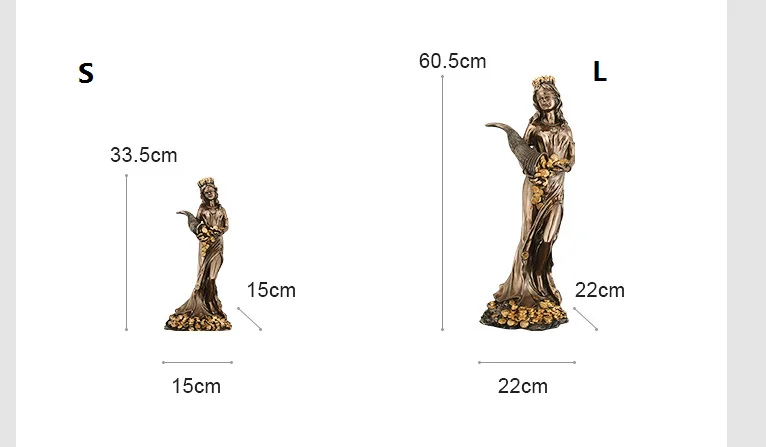 Nordic Goddess of  fortune character Tyche statue artwork craft desktop sculpture living room home decoration Ornament a0779