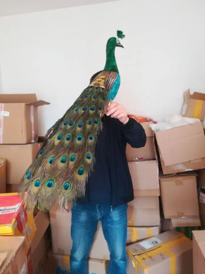 cute simulation peacock model foam&feather beautiful green neck peacock doll about 80cm