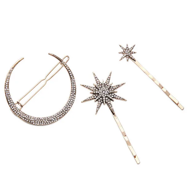 muylinda Branded Design Star Moon Rhinestone Hair Clip pin Fashion Accessories Women Jewelry