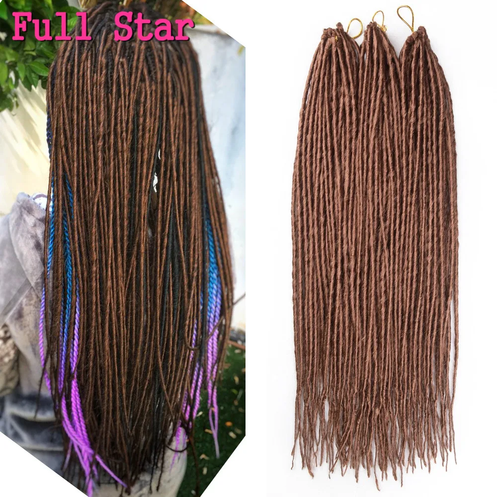 Full Star-Dreadlocks synthétiques à double extrémité pour femmes, tresses au crochet, noir, bordeaux, rose, blond, 1 paquet, 22 po, 100 g/paquet