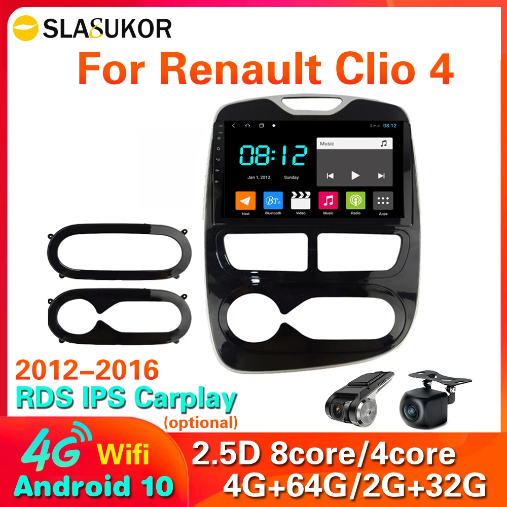 4G LTE WIFI Android 10 2 Din Car Radio Multimedia Video Player Auto Stereo Navigation GPS For Renault clio 3 4 2012-2016 No DVD