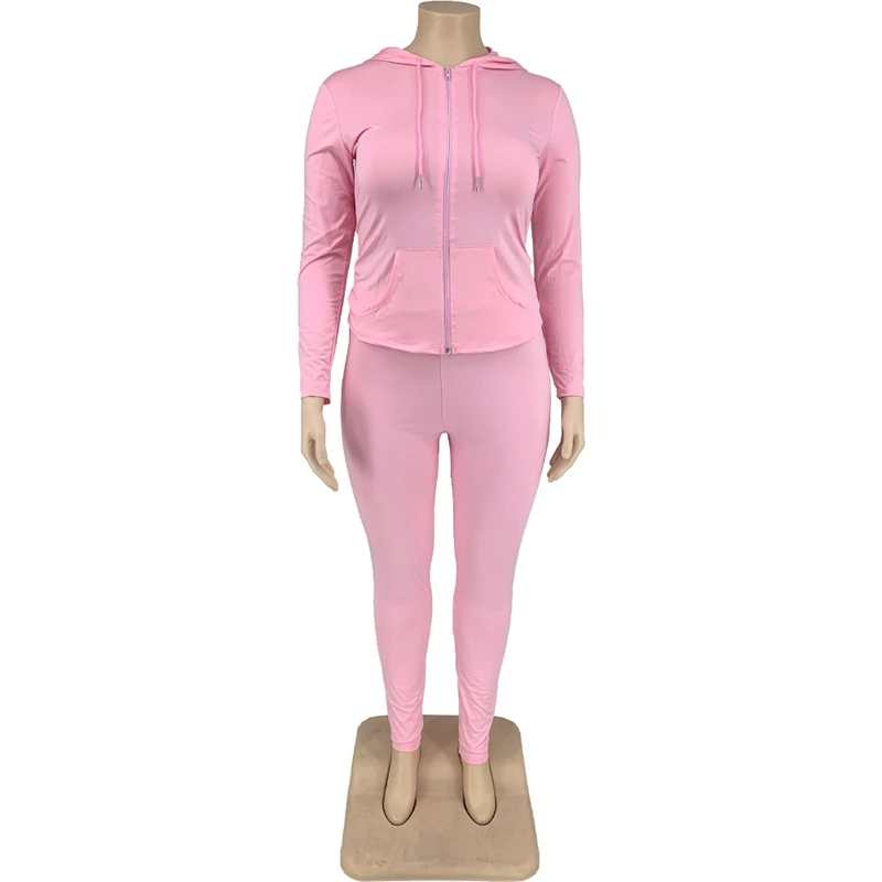 Plus Size Women Clothing Skinny Loungewear Long Sleeve Hoodies Tracksuit Pants Two Piece Sport Set Dropshipping Wholesale