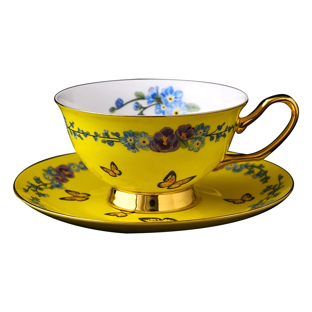 Elegant Decal Design Royal Style Cafe Used English Afternoon Tea Set Turkish Coffee Cups Cermaic Fine Bone China Cup and Saucer