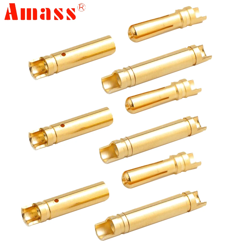 10pair/lot AMASS 4.0mm 4mm Gold Plated Bullet Connector For RC Battery ESC And Motor Helicopter Boat Quadcopter FPV Drone Toys