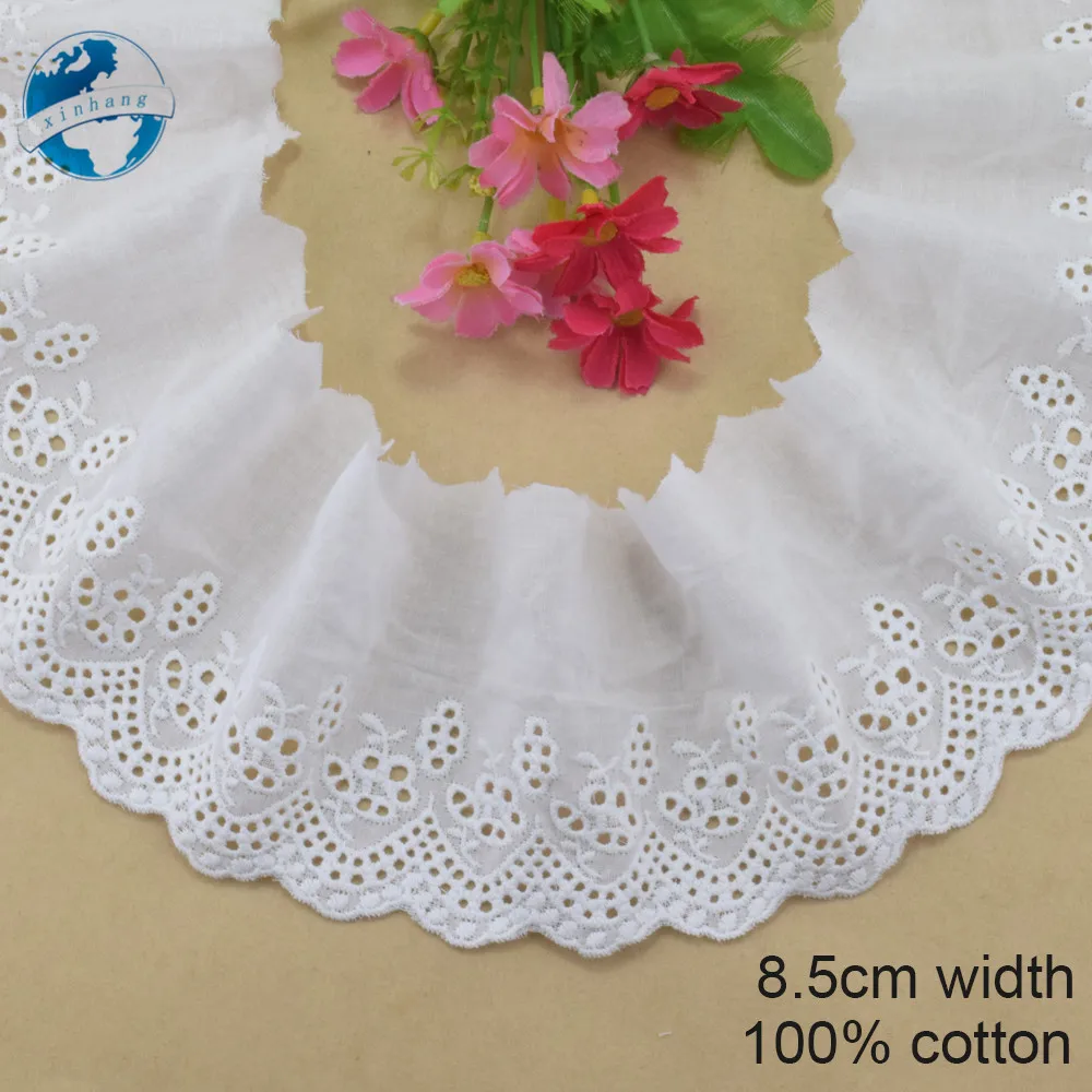 100 % Baumwolle, Stickerei, Spitze, Nähband, Guipurebesatz, Hochzeitsdekoration, DIY-Puppen, Kleidungszubehör, Spitze, 8,5 cm breit # 4192 – Detail 2