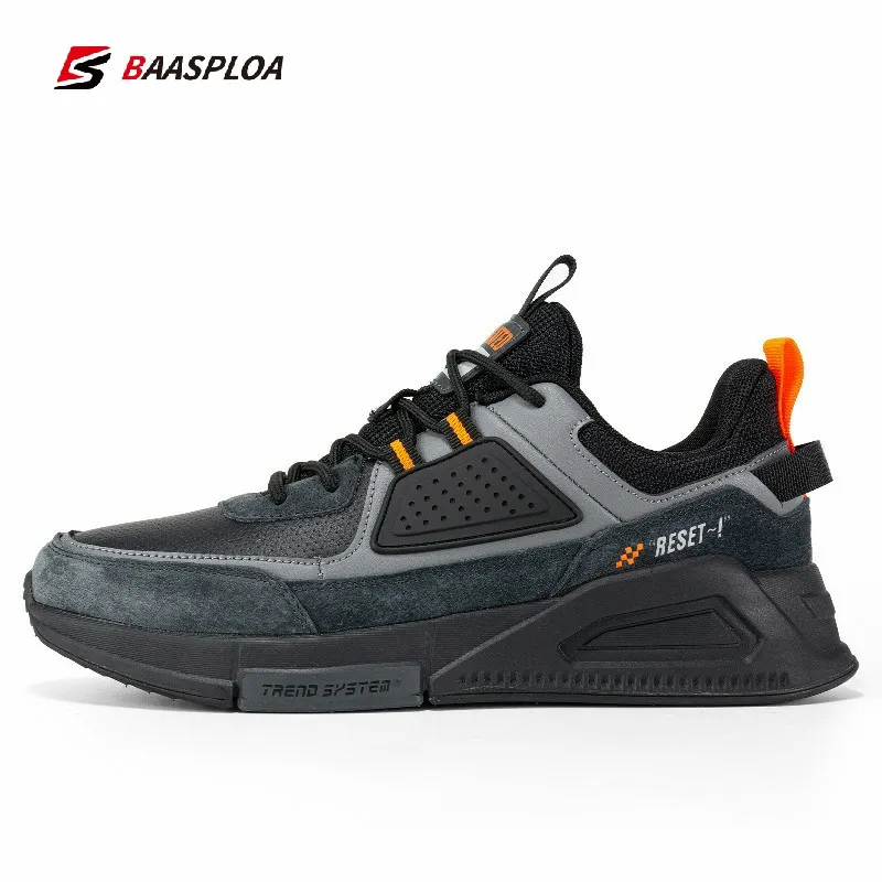 Baasploa 2023 novos homens casuais à prova dwaterproof água tênis de corrida moda couro tenis sapatos antiderrapantes resistentes ao desgaste sapatos esportivos masculinos