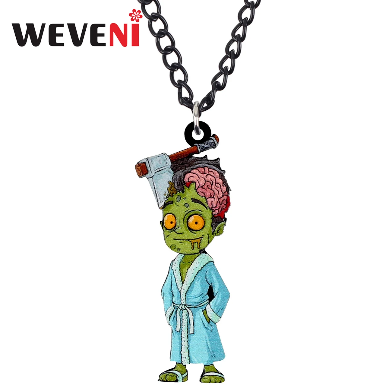 WEVENI Acrylic Halloween Horrible Bathrobe Zombie Necklace Long Choker Jewelry Kids Girls Party Festival Decoration Charms Gift