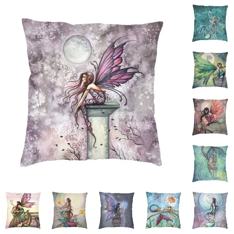 The Lookout Watercolor Fairy Illustration By Molly Harrison Modern Throw Pillow Cover Decoration Chair Cushion Pillowcase