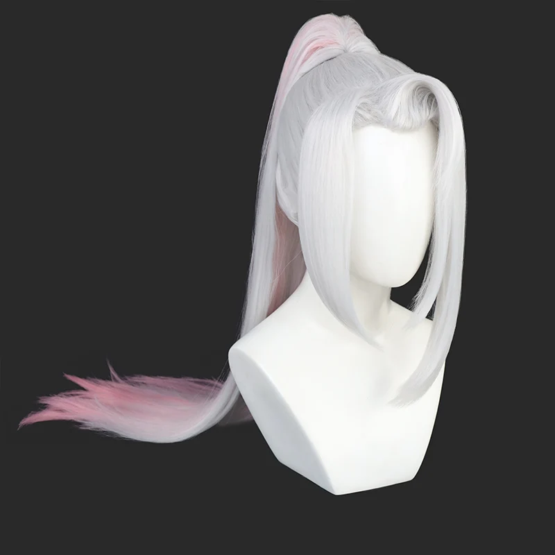 

Yasuo Spirit Blossom LOL Pink White Ponytail Cosplay Heat Resistant Synthetic Hair Halloween Carnival Party + Free Wig Cap