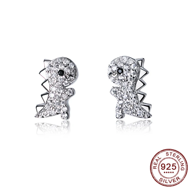 

Cute Dragon Stud Earring Fashion Pure Silver Jewelry Small Dinosaur Earrings Romantic Anniversary Gift AAAAA+ Zirconia