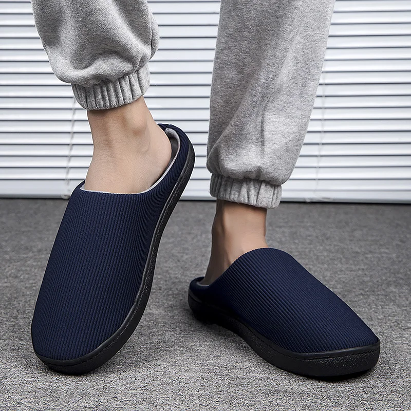 SMS Men Indoor Slippers Soft Bottom Home Slipper Winter Warm Couple Bedroom Slides Slip On Female House Flat Shoes Plus Size