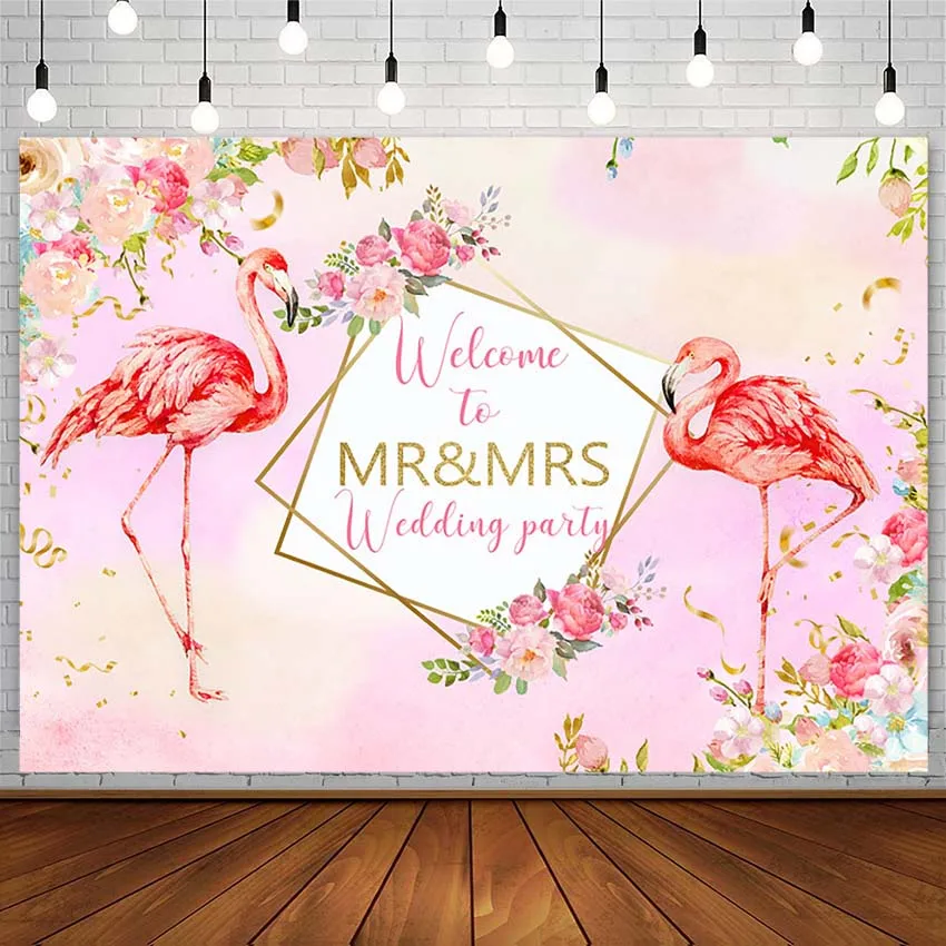 

Avezano Wedding Custom Party Photography Background Flamingo Flowers Backdrop Photo Studio Photophone Photozone Pink Decor Props