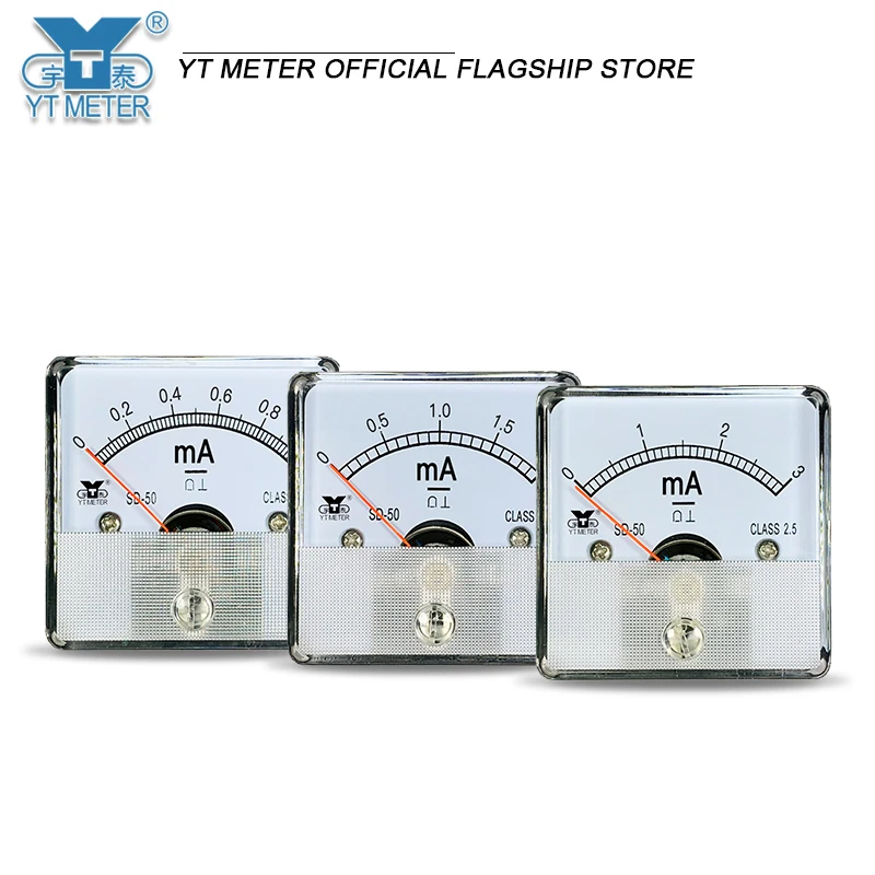 Sd50-a DC milliammeter 1mA 2mA 3mA 5mA 10mA 20mA 30mA 50mA 100mA 200mA 300mA 500mA مقياس التيار الكهربائي 45*45 مللي متر مؤشر أداة installa