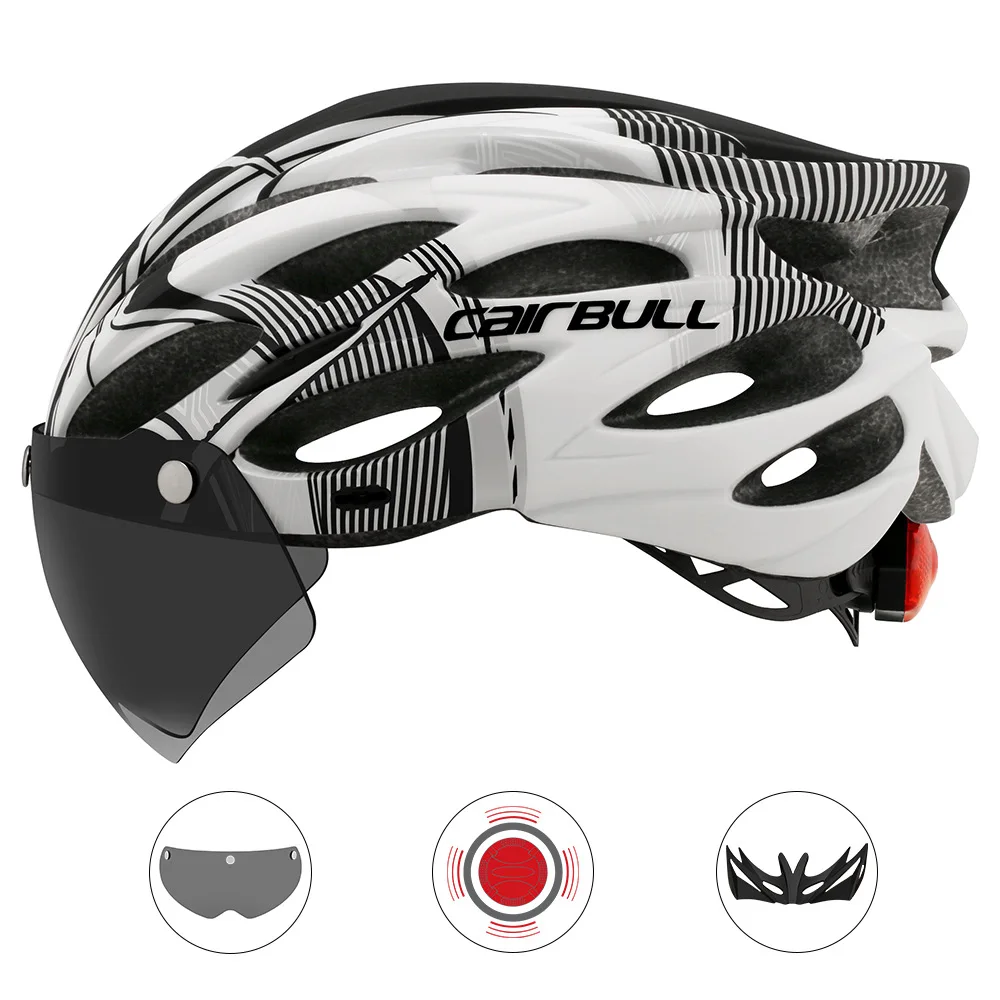 2023 Cairbull Ultralight Cycling Helmet With Removable Visor Goggles Bike Taillight Intergrally-molded Mountain Road MTB Helmets