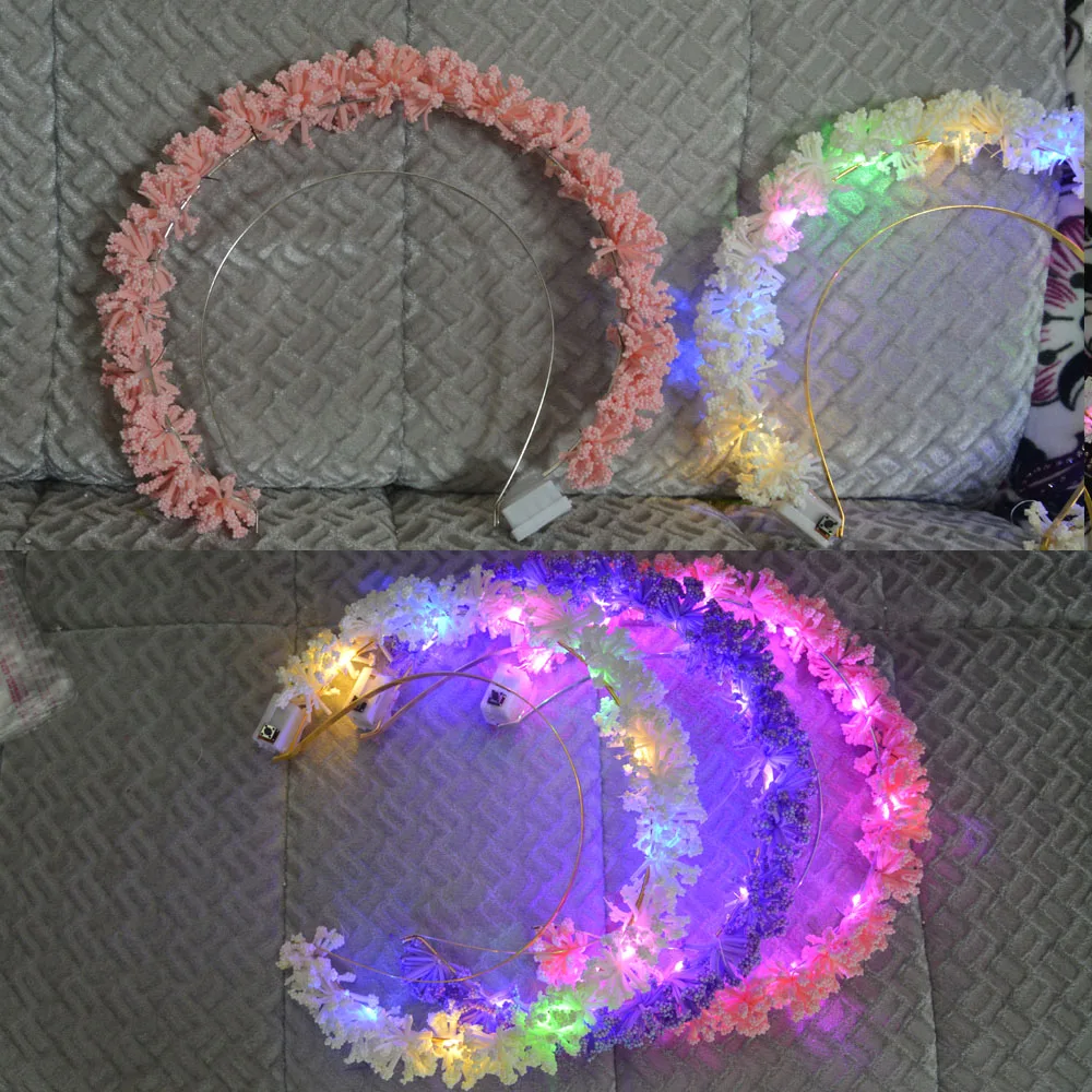 Leuchten Led Engel Halo Göttin Braut Perle Krone Stirnband Mädchen Frauen Blumenkranz Party Geburtstag Kostüm Hochzeit Festival – Detail 6