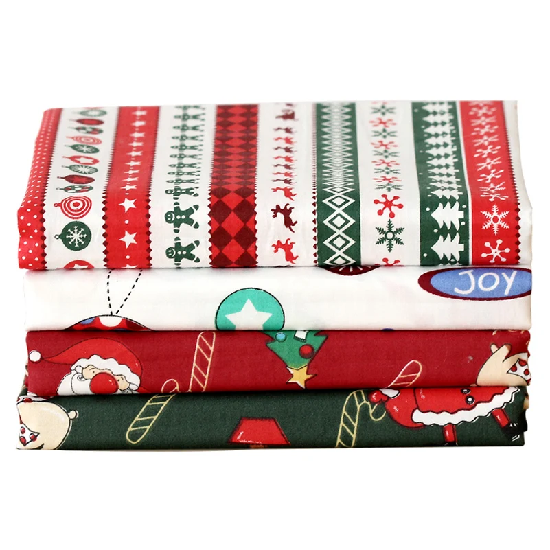 Christmas Fabric Xmas Cotton Twill Cloth Santa Claus Tree Snowman for Sewing Patchwork By The Meter