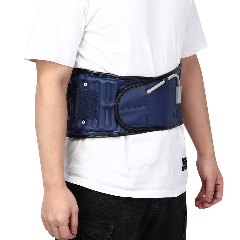 

Inflatable Waist Traction Belt Breathable Lumbar Spine Support Protector Fixing Belt Blue Lumbar Back Belt Posture Corrector