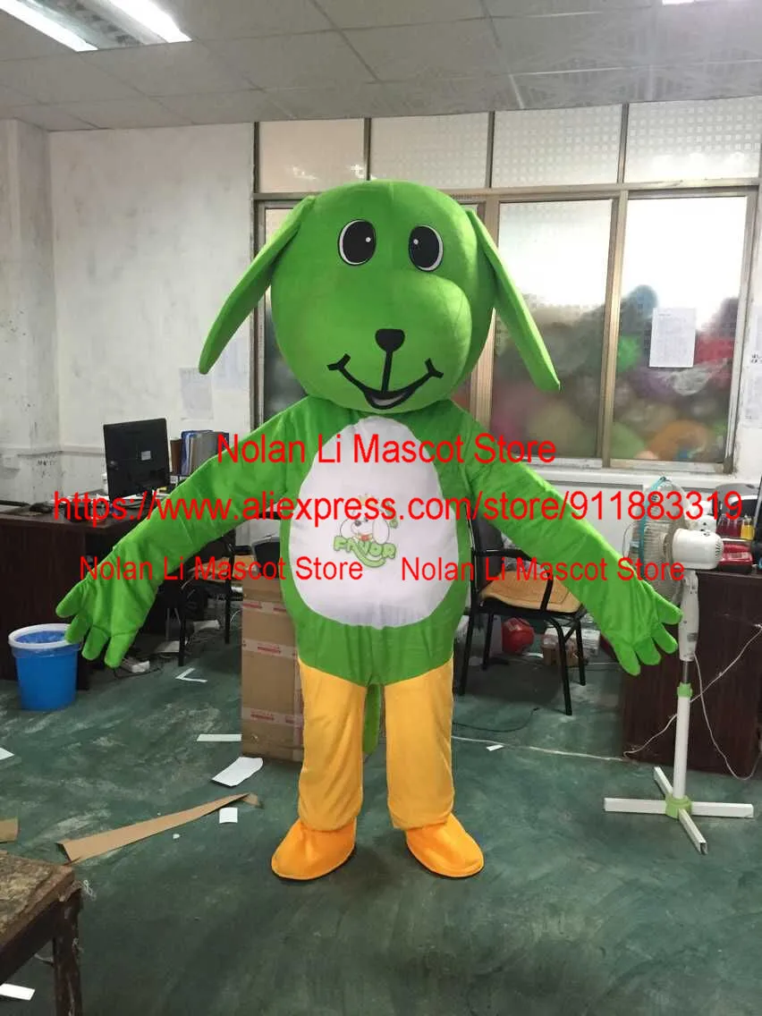 Green Dog Mascot Costume Cartoon Anime Outdoor Toy Cosplay Purim Halloween Birthday Party Adult Size 1166