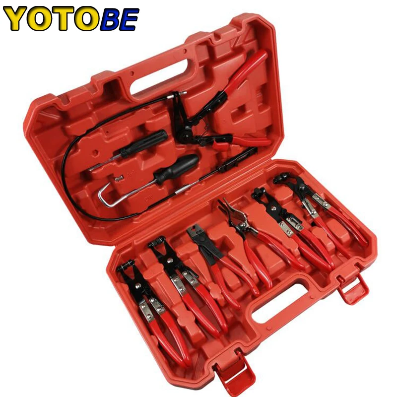 9Pcs Hose Clamp Ring Plier Clip Set Flexible Cable Plier Swivel Jaw Tool Remover Auto Hand Tool Set