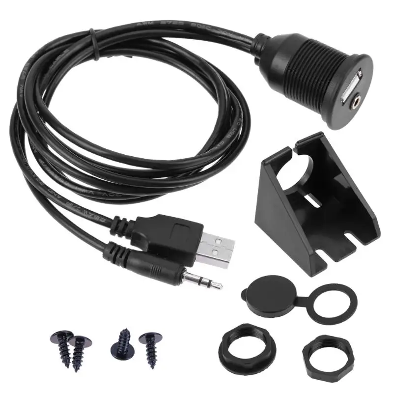 1m /2M Car Dashboard USB Extension Cord Auto Moto USB 2.0 3.5mm Male to Female AUX Lead Cable Wire Line