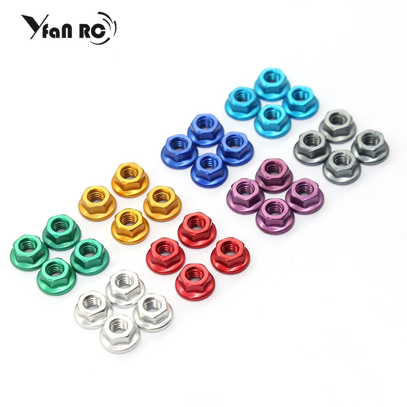 

4 Pcs aluminum alloy Flange Nut Hexagonal M4 8 colors Anti-slip Nut For 1 / 10 model car refitted with Upgrade accessories