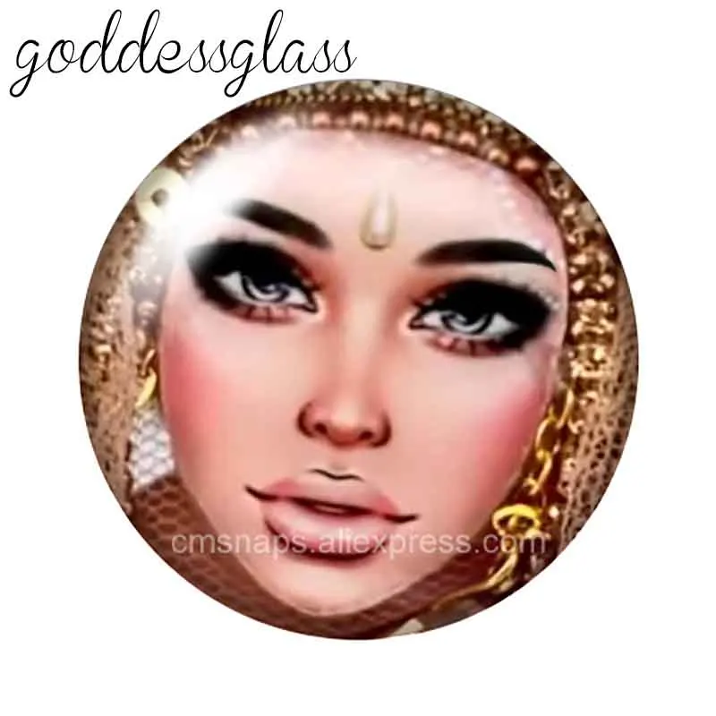 New Lady Face Cleopatra Woman 10Pcs 12Mm/18Mm/20Mm/25Mm Round Photo Glass Cabochon Demo Flat Back Making Findings