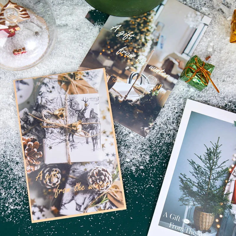 30 Sheets/Set Warm Winter Gift Series Postcards INS Style Creative Christmas Luminous Greeting Wishing Cards Student Gift