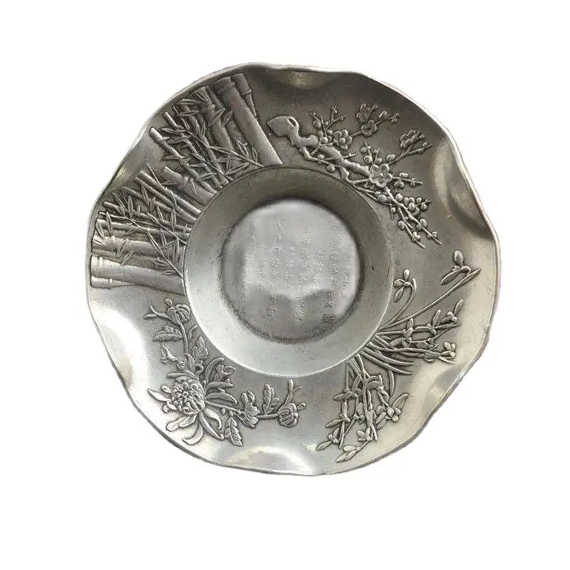 

Chinese Old Tibetan Silver Pen Wash, Plum Blossom Orchid, Bamboo Chrysanthemum, Old