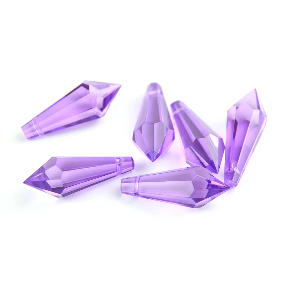 38mm Lilac Crystal Multifaceted Icicle Chandelier Pendant Glass U-Drop Pendant